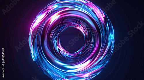 Glowing liquid luminous swirl. Isolated on black background