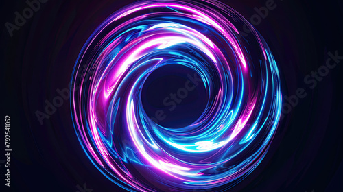 Glowing liquid luminous swirl. Isolated on black background