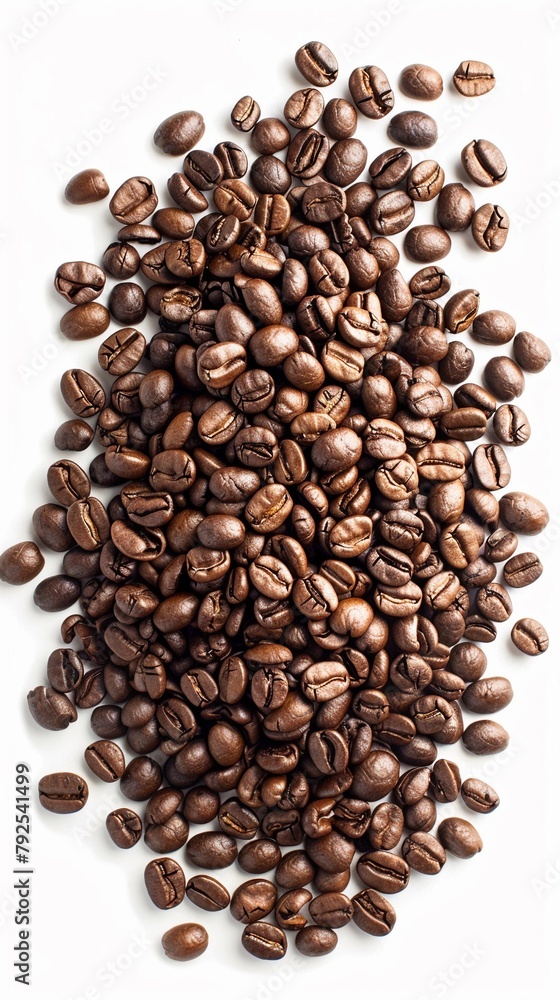 Pile coffee beans isolated on white background and texture Pile coffee beans isolated on white background and texture