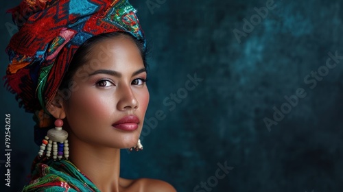 Beautiful amazing East Timor (Timor-Leste) woman on studio background. Copy Space. © Dennis