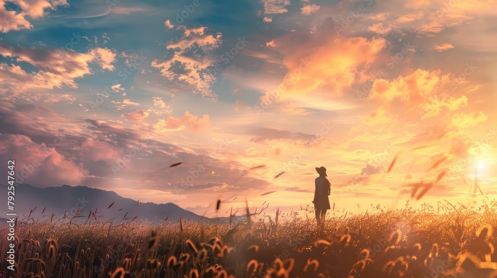 Fototapeta premium Serene Sunset Silhouette