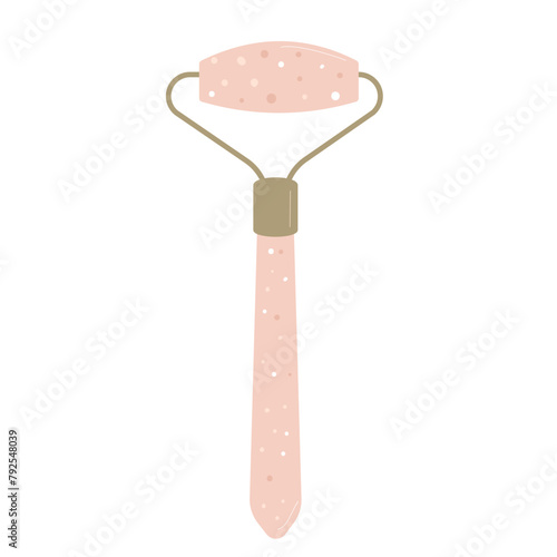 Gua sha beauty procedure roller tool. Facial massage routine element. Skincare spa scrapping. Vector illustration isolated on white background