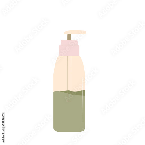 Skincare body cream cosmetics bottle isolated on white background. Beauty home procedure product. Moisturizing serum. Vector illustration