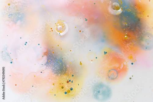 Abstract art with watercolour splashes and dots for creative background or wallpaper macro