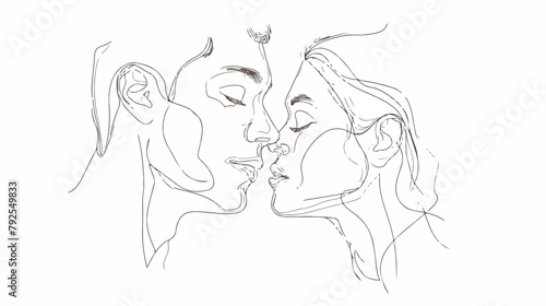 One Line Art Couple Line Art Men and woman Minimal Fa