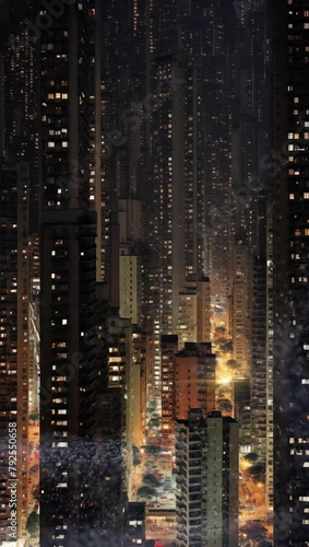 City at night in a snow drift - reworked generative AI