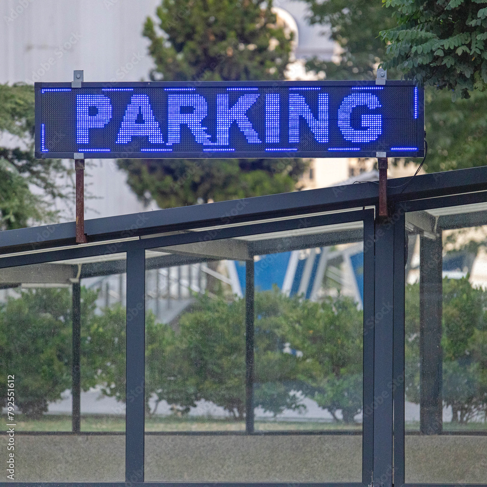 Obraz premium Led Board Electronic Sign Parking at Garage Entrance