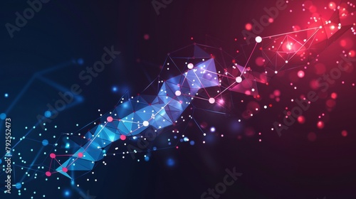 Abstract polygonal space low poly arrow connect dot line. Pointer connection structure. Futuristic fast growing increase profit business investment trend finance graph motion vector illustration © Rashid