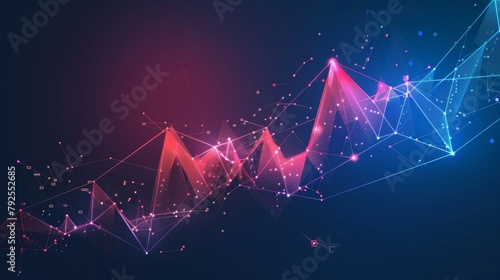 Abstract polygonal space low poly arrow connect dot line. Pointer connection structure. Futuristic fast growing increase profit business investment trend finance graph motion vector illustration photo