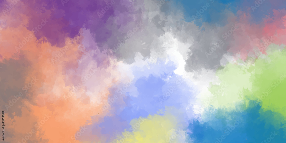 Abstract colorful watercolor background. sky with colorful clouds. Picture painting illustration.