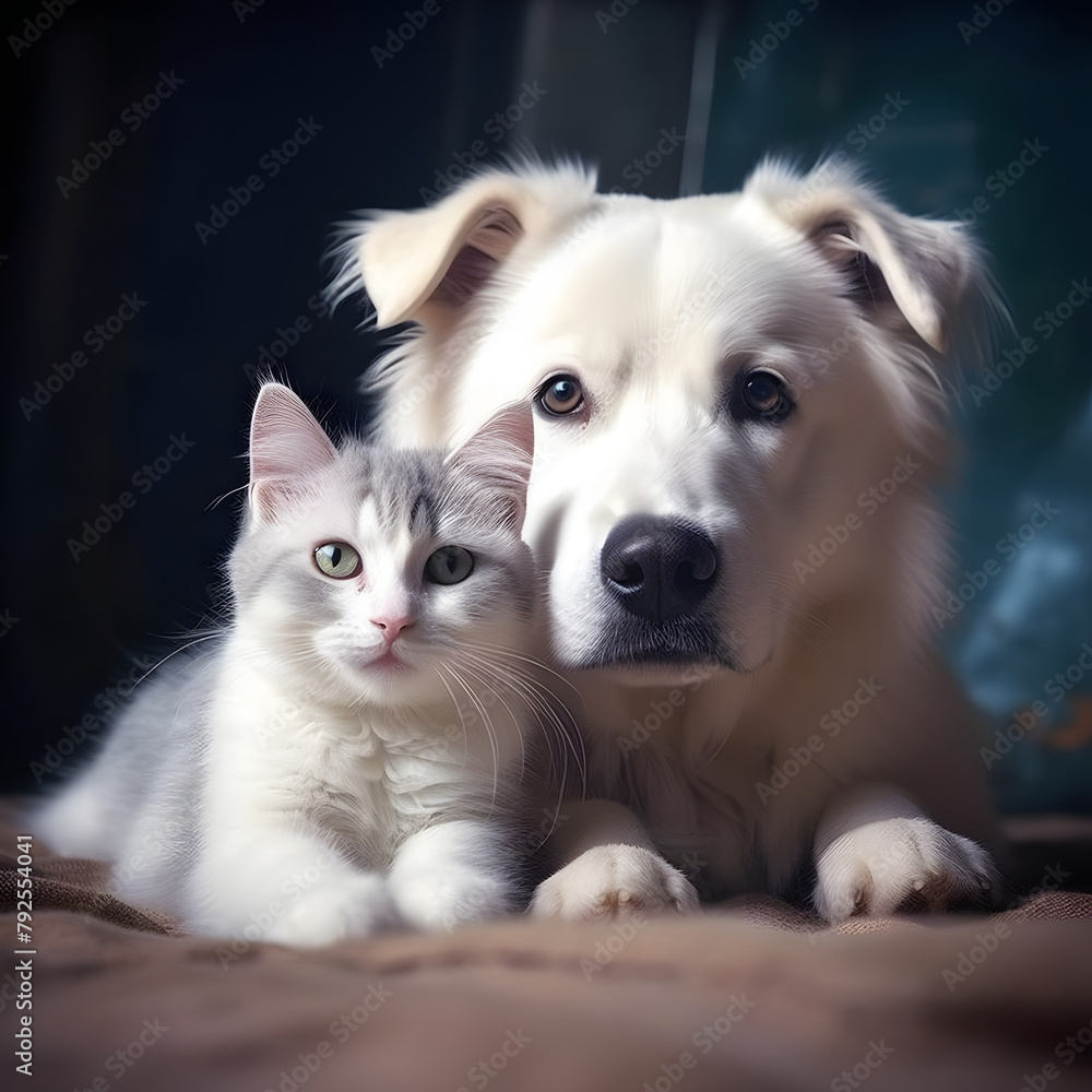 Harmonious coexistence of dog and cat Harmonious coexistence of dog and cat