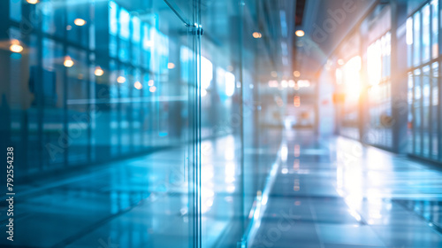 Blurred glass wall of modern business office building