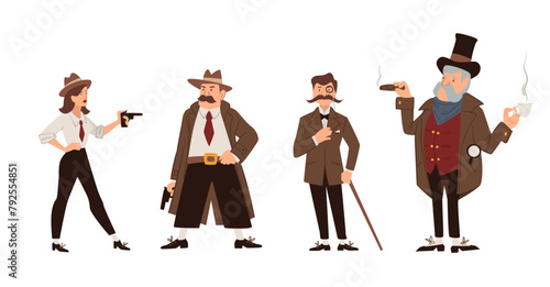 Vintage Style Fashionable Characters vector