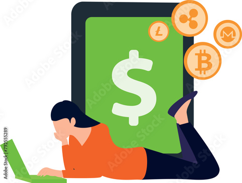 The girl deals in currencies.