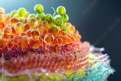 Capture the essence of Futuristic Gastronomy with a close-up shot of a molecular gastronomy dish, showcasing its intricate textures and vibrant colors through photorealistic digital rendering techniqu photo