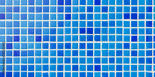 Blue tile flooring texture for pools isolated on white background. 
