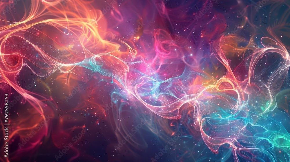 Cosmic energy lines, illustrations, graphics, beautiful colors, background, Generative Ai