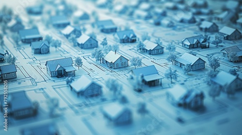 Closeup of a blueprint for a new lowincome housing development highlighting the potential for innovative solutions to address the shortage of affordable housing. .
