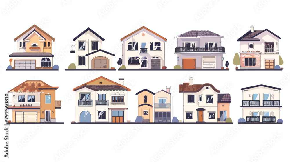 Residential houses design Hand drawn style vector design