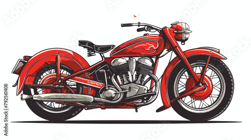 Retro red motorcycle Hand drawn style vector design i