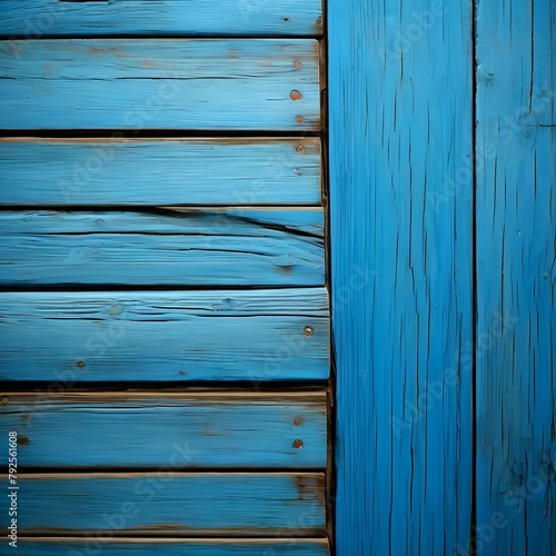 Abstract background made of aged boards nailed together with blue nails