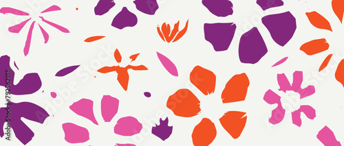 Vector seamless pattern with hand drawing flowers. Summer botanical background.