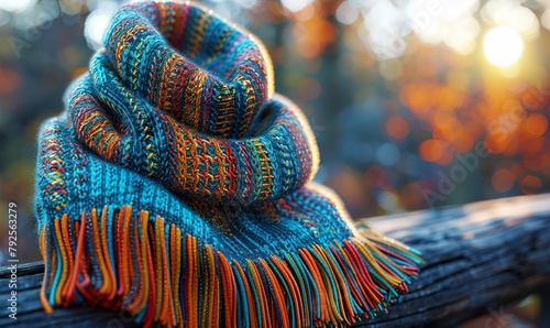 Close-Up of Vibrant Multicolored Scarf 