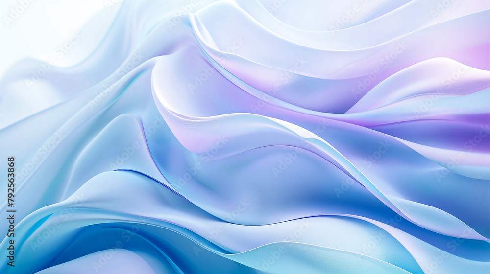 Obraz premium Abstract waves in pastel shades of light lilac, white and blue. Creative illustration in halftone style with gradient. Elegant background for brand book, cover