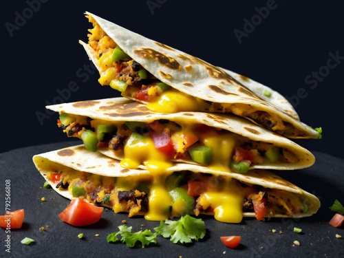 Photo Of Mexican Quesadilla On Dark Background