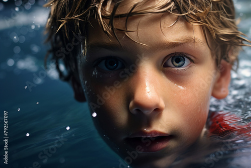Image of beautiful person swimming underwater in the pool generative AI concept