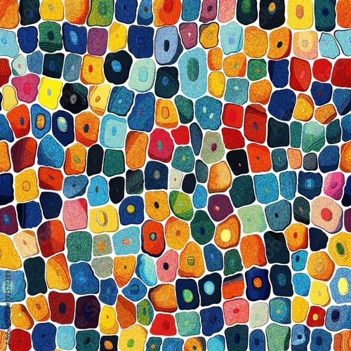 Seamless background pattern. Abstract mosaic pattern of colored stones with an added grain effect. Generative AI