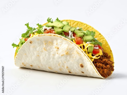 Detailed Photo of a Taco on White Background