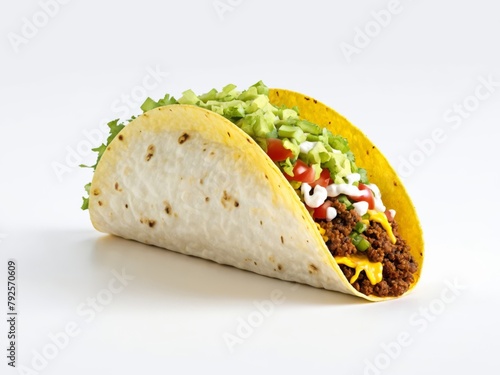 Detailed Photo of a Taco on White Background