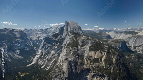 Close view to the Half Dome mountain in Yosemite 