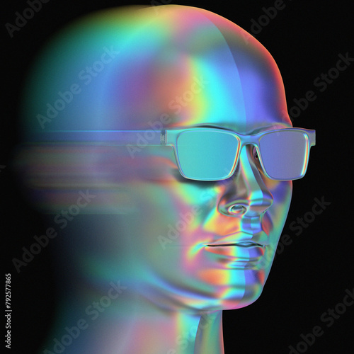 Kopf seitlich mit Brille und Bewegungsunschärfe photo