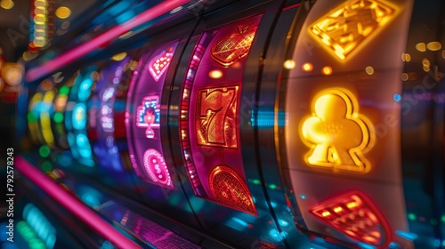 Slot Machine Symbols: A photo showcasing the different colored and shaped symbols on a slot machine