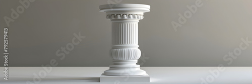 Doric column isolated on a white background Pedestals Or white Podium on a white clean background.