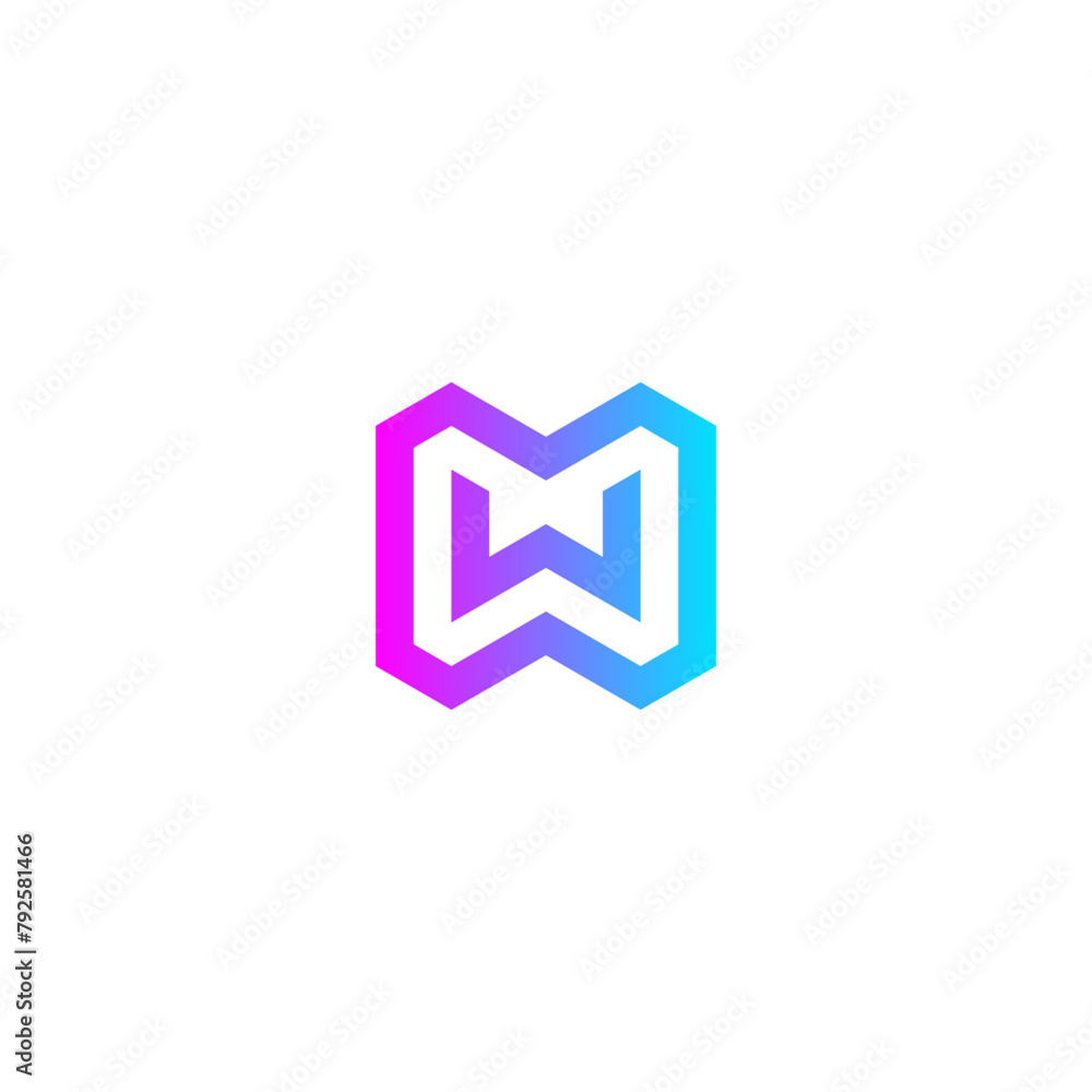 W letter logo initial with pink and blue gradient. W letter logo initial with pink and blue gradient.