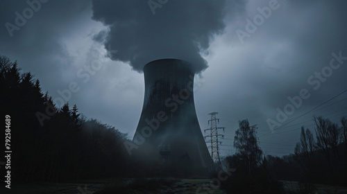 Cooling Tower of a nuclear power plant in Philippsburg photo