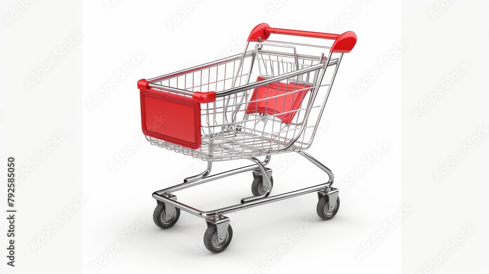 Realistic shopping cart on white background, vector illustration