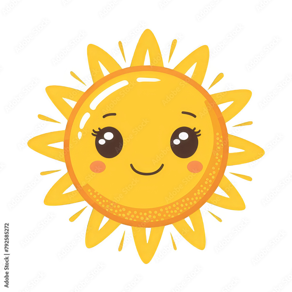 Happy Sun Cartoon Character Illustration