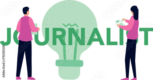 A boy and a girl are journalists.