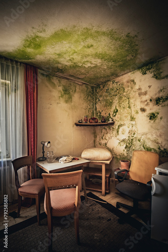 The abandoned rotten hotel with decay