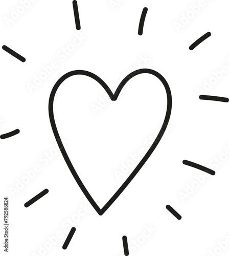 손으로 그린 귀여운 하트. 낙서 그림, 스트로크 벡터 일러스트레이션. 발렌타인, 마더스데이.