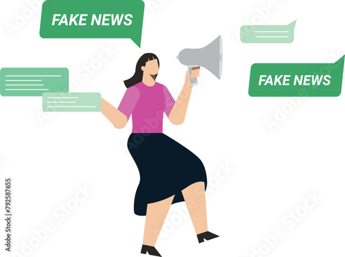 The girl is announcing fake news.