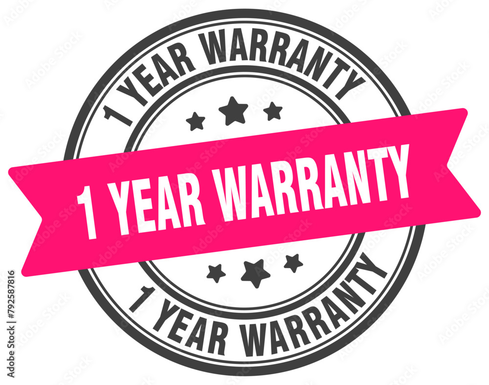 1 year warranty stamp. 1 year warranty label on transparent background. round sign 1 year warranty stamp. 1 year warranty label on transparent background. round sign