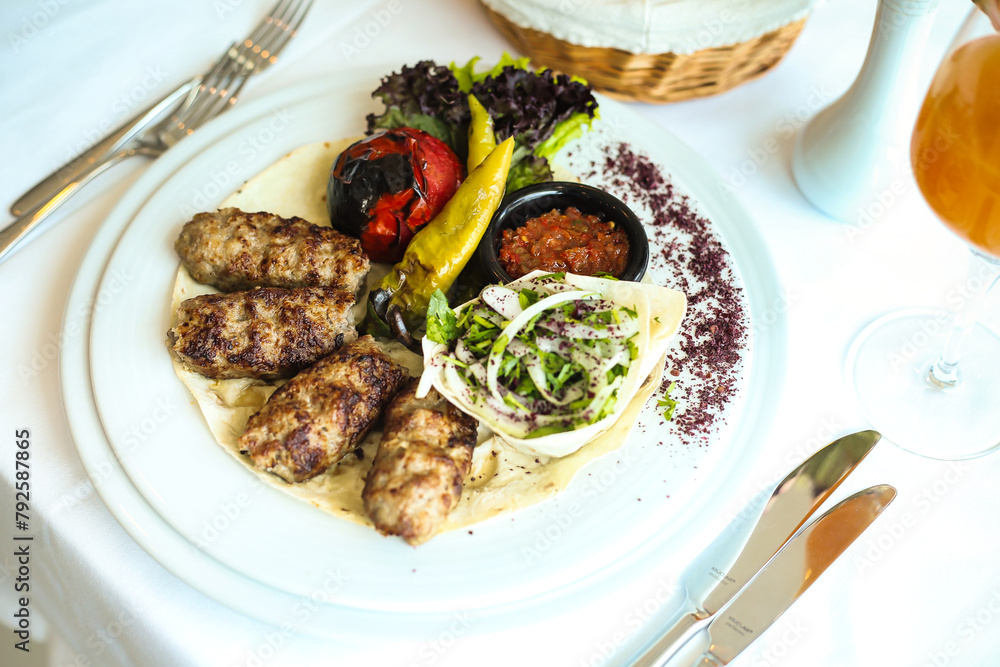 White Plate With Meat and Vegetables White Plate With Meat and Vegetables