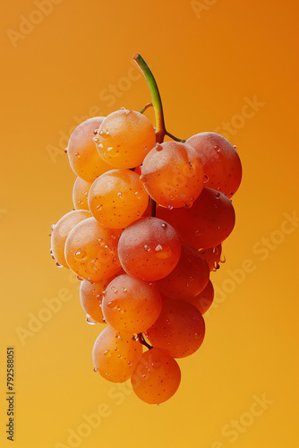 With an orange glow  each grape droplet reflects a sunny charisma  showcasing an AI-generated snapshot of nature s bounty. AI Generated