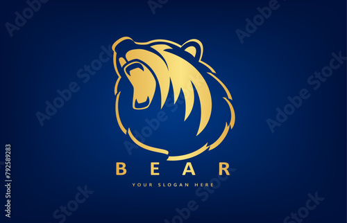 Roaring bear logo vector. Animal design