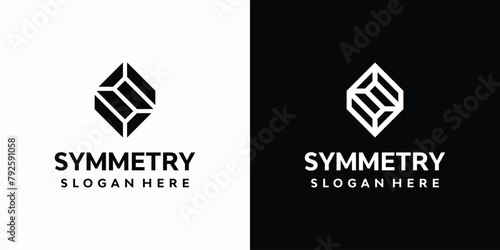 Diamond rhombus shape geometric initial S line vector logo design with modern, simple, clean and abstract style.